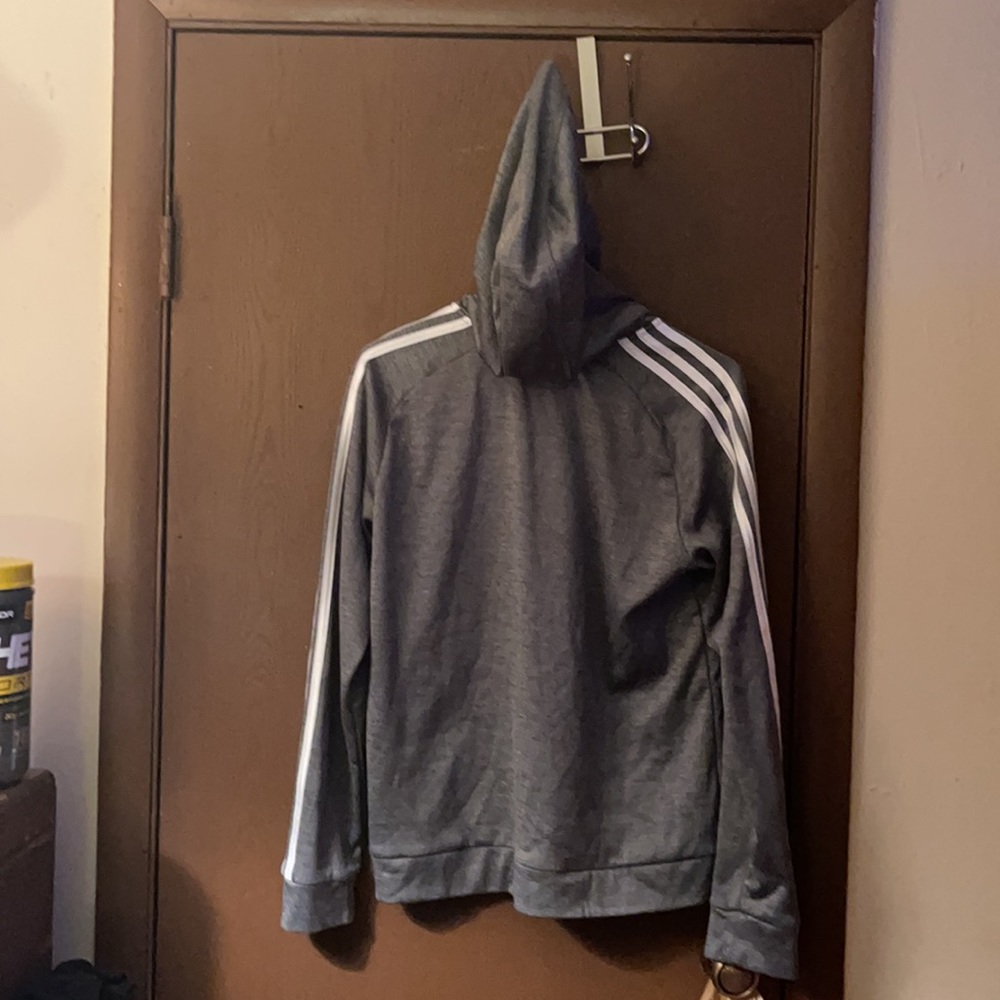 Adidas Zip-Up Hoodie Boys XL (18/20) Gray - Picture 2 of 4